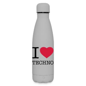 I LOVE TECHNO - Matte Thermosflasche 500 ml - Grau - Vorne