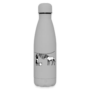 Lustige Zebrastreifen - Matte Thermosflasche 500 ml - Grau - Vorne