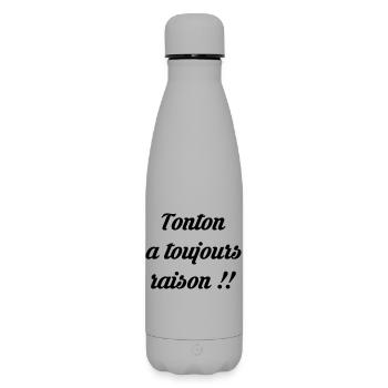 Tonton - Oncle - Neveu - Nièce - Bébé - Naissance - Bouteille isotherme SOFT TOUCH 500 ml - gris - Devant