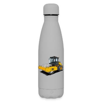 Walze im Straßenbau - Matte Thermosflasche 500 ml - Grau - Vorne