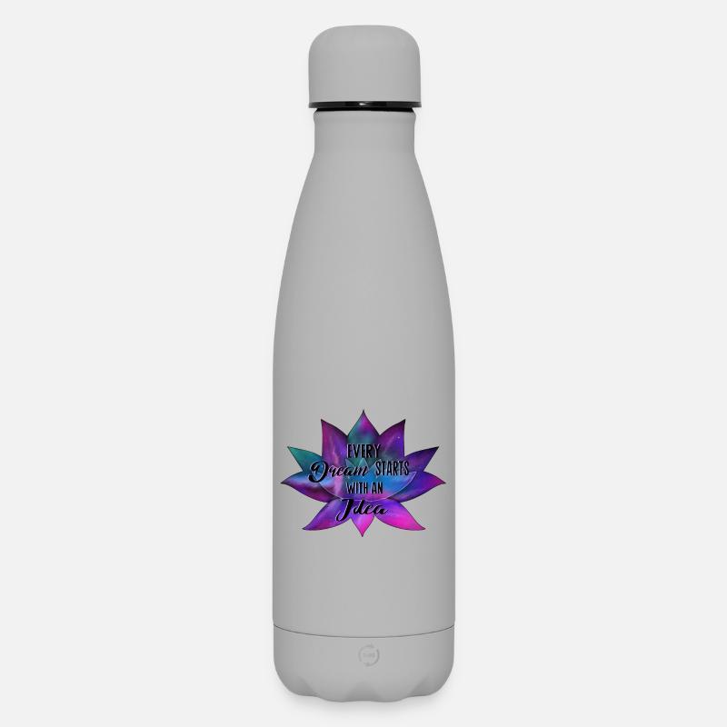 Chaque rêve commence par une idée – la fleur de lotus - Bouteille isotherme SOFT TOUCH 500 ml - gris