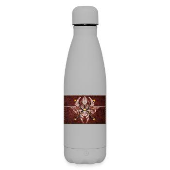 Feuerflügel Mandala auf Lederoptik - Matte Thermosflasche 500 ml - Grau - Vorne
