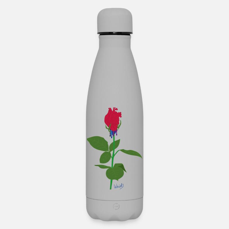 Herzrose - Matte Thermosflasche 500 ml - Grau