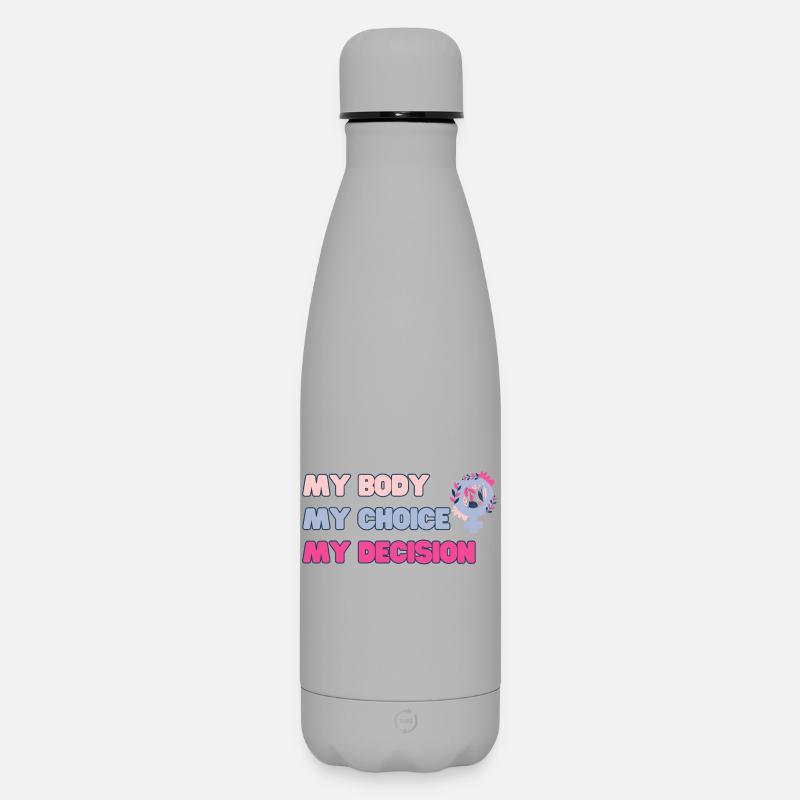 Mon corps, mon choix (Rose) - Bouteille isotherme SOFT TOUCH 500 ml - gris