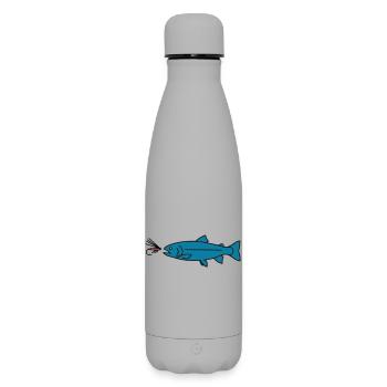 Fliegenfischen Forelle Biss Köder Vektor - Matte Thermosflasche 500 ml - Grau - Vorne