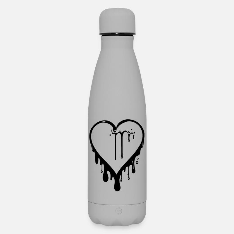 Geschmolzenes Graffiti Herz - Matte Thermosflasche 500 ml - Grau