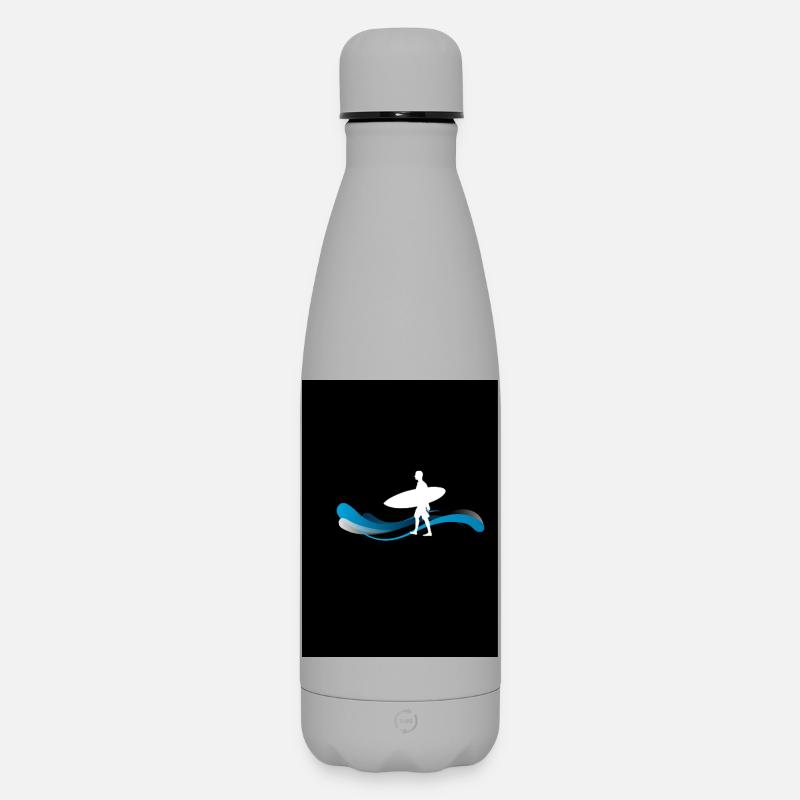 Surfer silhouette on waves - Matte Insulated Water Bottle 500 ml - grey