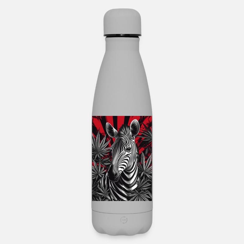 Zebra im Cannabis-Dschungel - Matte Thermosflasche 500 ml - Grau