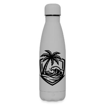 Palm Trees Beach Sea - Matte Insulated Water Bottle 500 ml - grey - Front