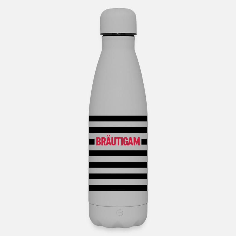 Bräutigam - Streifen Junggesellenabschied - Matte Thermosflasche 500 ml - Grau