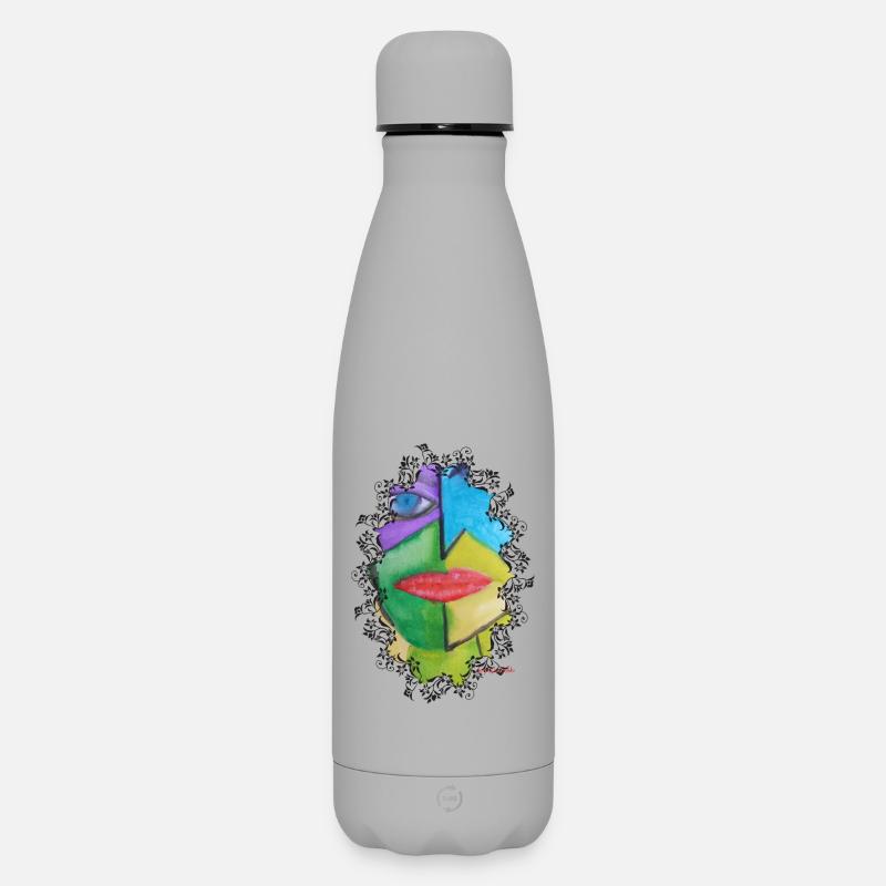 Portrait de visage coloré abstrait - Bouteille isotherme SOFT TOUCH 500 ml - gris