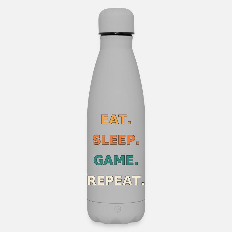 Eat. Sleep. Game. Repeat. - Matte Insulated Water Bottle 500 ml - grey