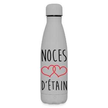 Pewter Wedding 10 Years Wedding - Matte Insulated Water Bottle 500 ml - grey - Front