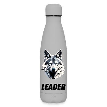 Wolf's head with Leader lettering - Matte Insulated Water Bottle 500 ml - grey - Front