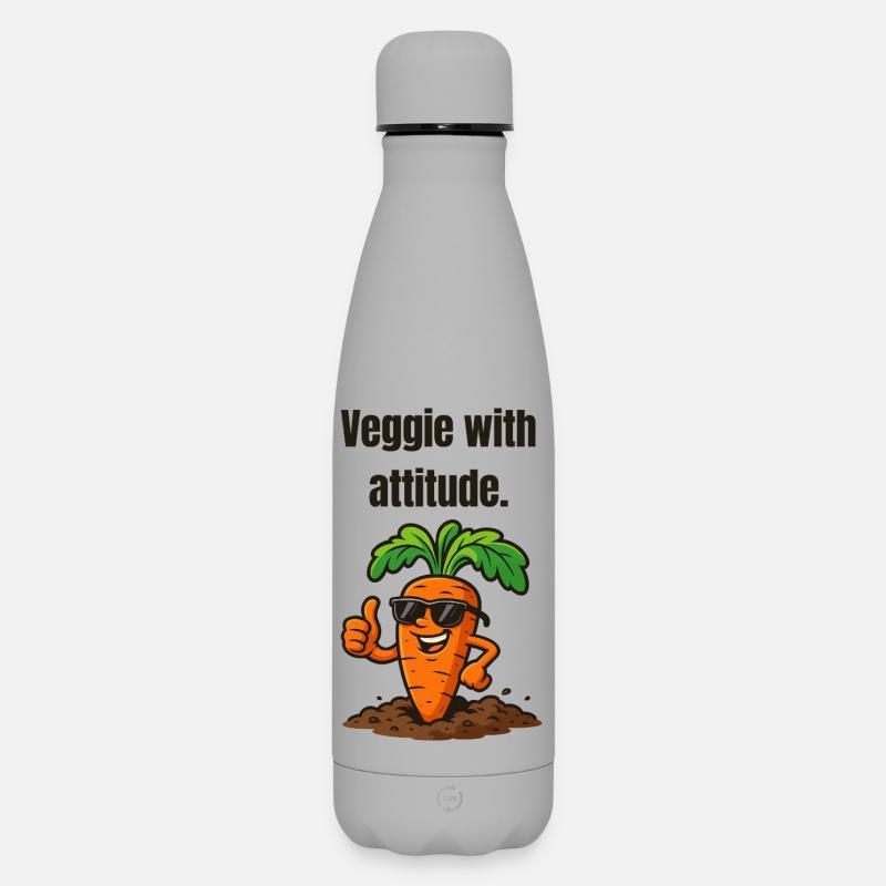 Carotte avec légume d’attitude - Bouteille isotherme SOFT TOUCH 500 ml - gris