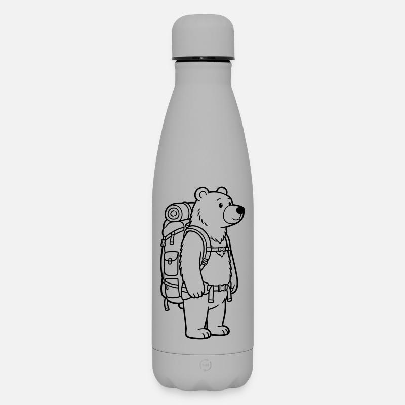Wanderbär - Matte Thermosflasche 500 ml - Grau
