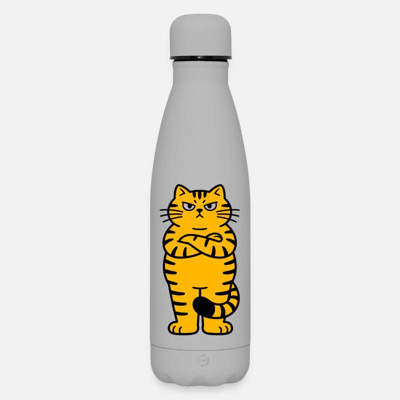 chagrijnige kat comic - Matte Thermosflasche 500 ml - Grau