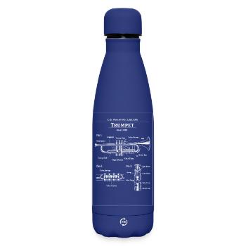 Trompetenpatent-Bauplan - Matte Thermosflasche 500 ml - Dunkelblau  - Vorne