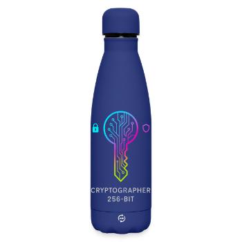 Expert in Cryptography and 256-bit Security - Matte Insulated Water Bottle 500 ml - dark blue  - Front