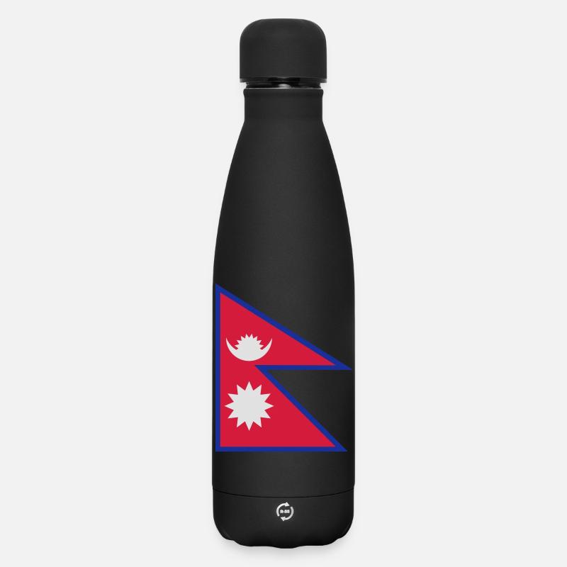 Nepal-Flagge - Matte Thermosflasche 500 ml - Schwarz