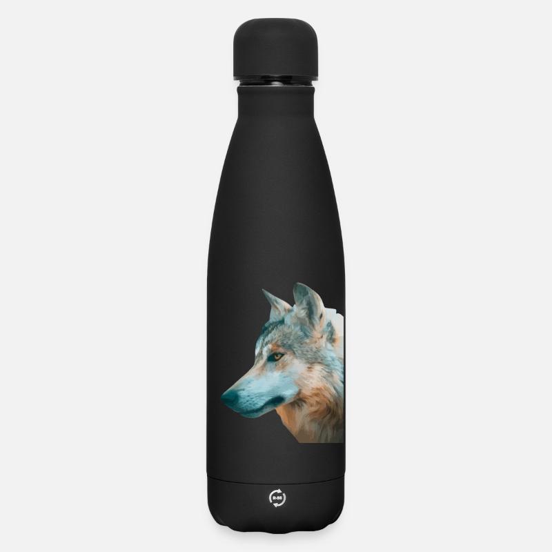 Tête de loup Aquarelle - Bouteille isotherme SOFT TOUCH 500 ml - noir