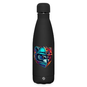 Panda cyborg casque néon - Bouteille isotherme SOFT TOUCH 500 ml - noir - Devant