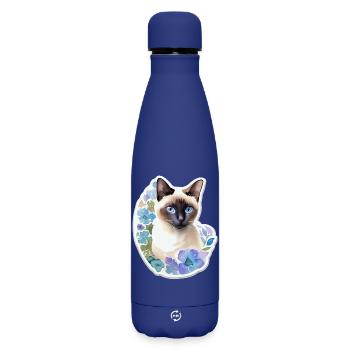 Siamkatze - Matte Thermosflasche 500 ml - Dunkelblau  - Vorne