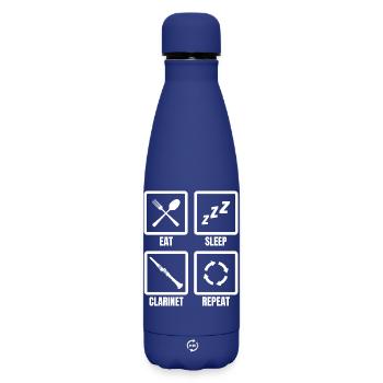 Eat Sleep Clarinet Repeat - Matte Insulated Water Bottle 500 ml - dark blue  - Front