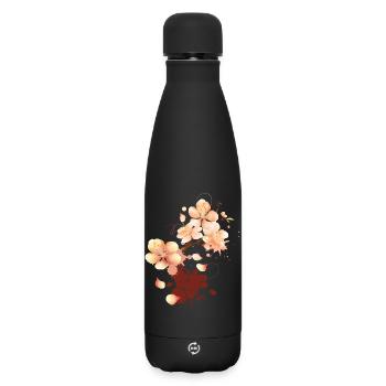 Graffiti de fleur de pêcher dans un ton pêche velouté - Bouteille isotherme SOFT TOUCH 500 ml - noir - Devant