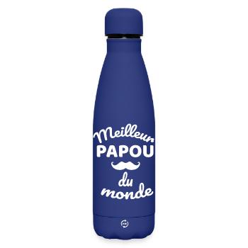 Meilleur Papou Du Monde - Bouteille isotherme SOFT TOUCH 500 ml - bleu foncé  - Devant