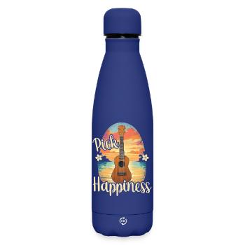 Choisissez le bonheur ! Ukulélé Coucher de soleil - Bouteille isotherme SOFT TOUCH 500 ml - bleu foncé  - Devant