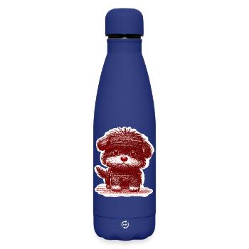 Fuzzy Puppy (Red) - Matte Insulated Water Bottle 500 ml - dark blue  - Front