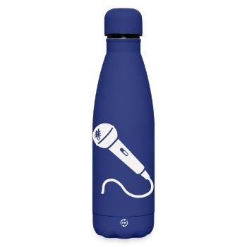 Mikrofon Karaoke Musiker Sänger Mikrophon Singen - Matte Thermosflasche 500 ml - Dunkelblau  - Vorne