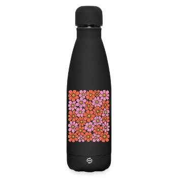 Retro Groovy Flowers – Sérigraphie d’art populaire des années 70 De - Bouteille isotherme SOFT TOUCH 500 ml - noir - Devant