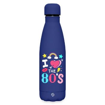 80s Eighties Party Music - Matte Insulated Water Bottle 500 ml - dark blue  - Front