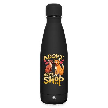 Adoptieren Hundeadoption Katzenadoption - Matte Thermosflasche 500 ml - Schwarz - Vorne