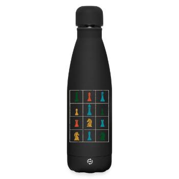 Pièces d’échiquier d’échiquier - Bouteille isotherme SOFT TOUCH 500 ml - noir - Devant