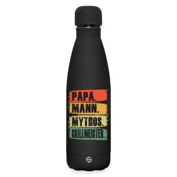 Papa Mann Mythos Grillmeister Grillmaster BBQ - Matte Thermosflasche 500 ml - Schwarz - Vorne