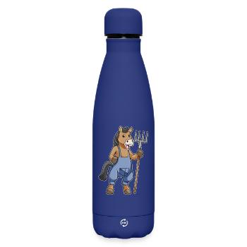 Pferd Landwirt Mistgabel Bauernhof - Matte Thermosflasche 500 ml - Dunkelblau  - Vorne