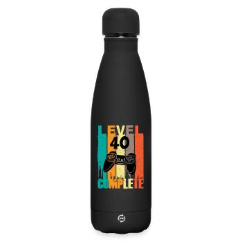 Level 40 Complete Gamer Birthday 40. - Matte Insulated Water Bottle 500 ml - black - Front