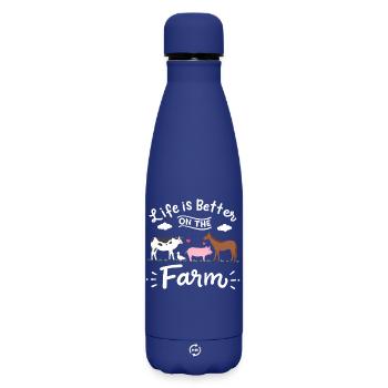 Bauernhof Landwirtschaft Nutztiere - Matte Thermosflasche 500 ml - Dunkelblau  - Vorne