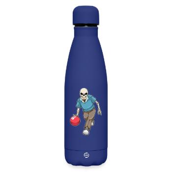 Boule de bowling squelette - Bouteille isotherme SOFT TOUCH 500 ml - bleu foncé  - Devant