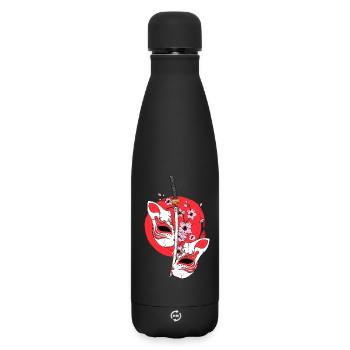 Kitsune Mask Japanese Sword Katana Japanese - Matte Insulated Water Bottle 500 ml - black - Front