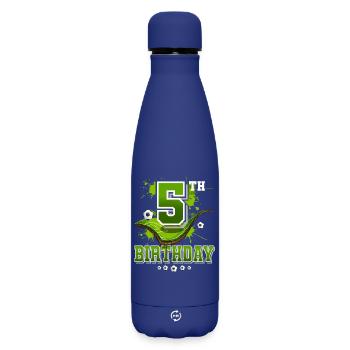 5th birthday football 5 years - Matte Insulated Water Bottle 500 ml - dark blue  - Front