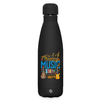 Colorful Music Instrument Collage | Musik Love - Matte Thermosflasche 500 ml - Schwarz - Vorne