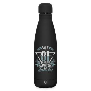 81. Geburtstag Da Fängt Das Leben An - Matte Thermosflasche 500 ml - Schwarz - Vorne