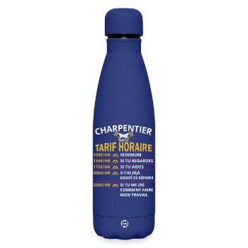 Tarif Horaire Charpentier Cadeau pour Charpentier - Bouteille isotherme SOFT TOUCH 500 ml - bleu foncé  - Devant