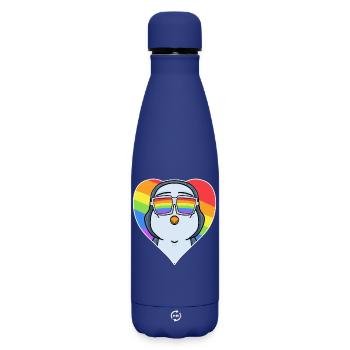 Gay Animal Penguin Rainbow Heart - Matte Insulated Water Bottle 500 ml - dark blue  - Front