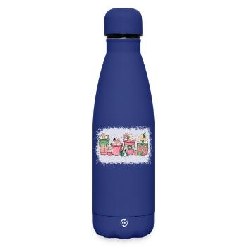 Tasse de chocolat chaud menthe poivrée Moka - Bouteille isotherme SOFT TOUCH 500 ml - bleu foncé  - Devant
