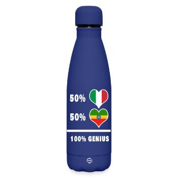 Äthiopien und Italien flaggen 100% genial - Matte Thermosflasche 500 ml - Dunkelblau  - Vorne